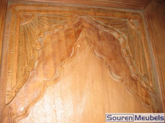 Oud antiek teakhouten deuren en kozijn, prachtig houtsnijwerk (8)